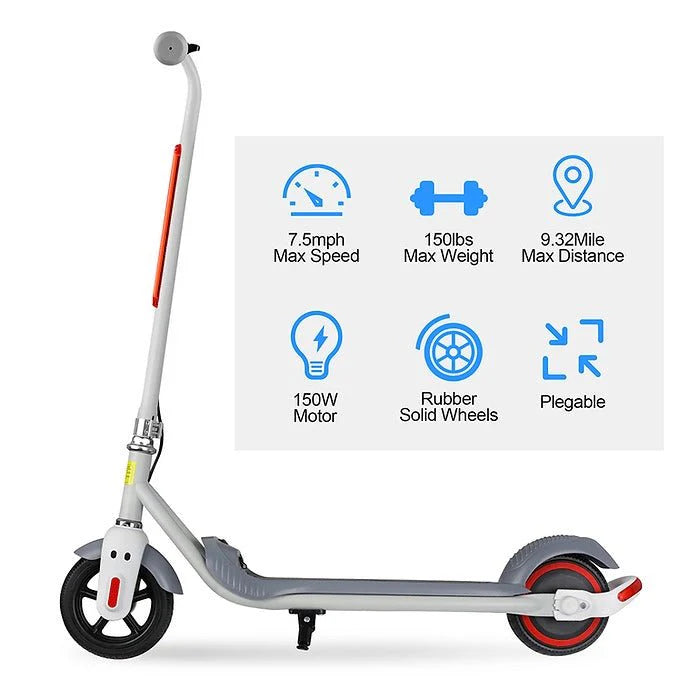 Electric Lightweight Scooter For Kids, 150W, White