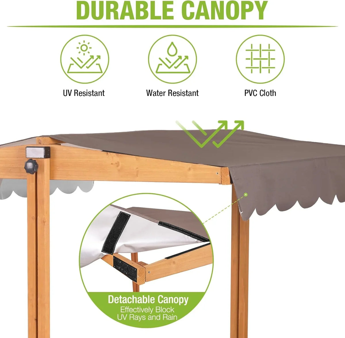 Kids Wooden Outdoor Sandbox With Retractable Canopy, 2 Foldable Bench Seats, 47 x 47 Inch