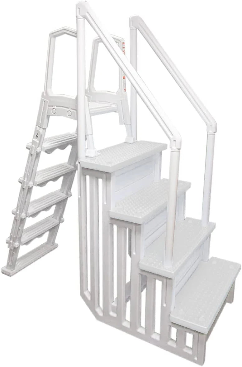 Aqua Select Anti-Slip In-Pool Steps, Gray, 28in W x 81in H, 300 lbs Capacity - For Above Ground Pools