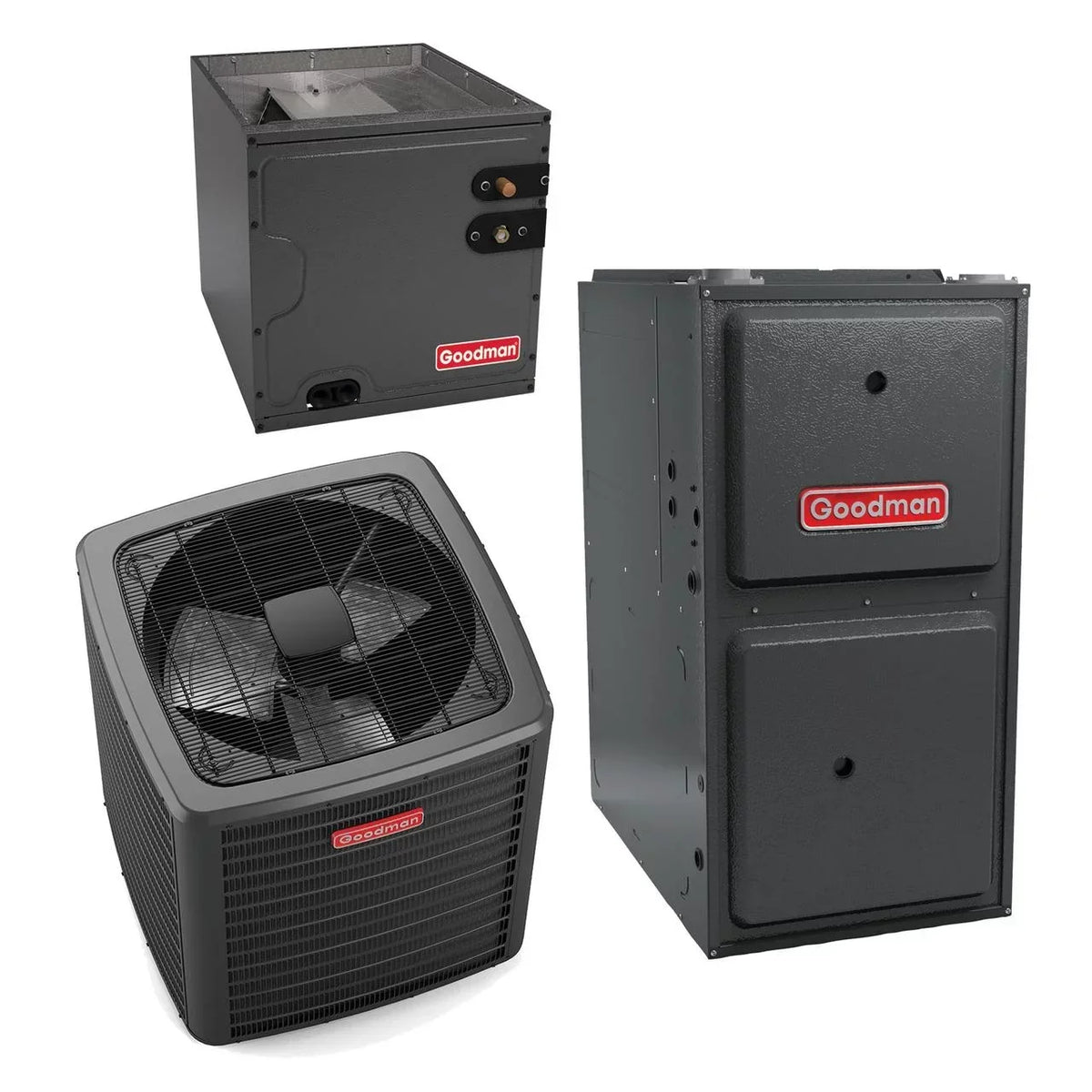 Goodman Classic Series 2.5 Ton 15 SEER2 80,000 Btu 96% AFUE Gas System, Variable Speed Motor, 17.5 inch Wide - GSXB403010 CAPTA3626B4 GMVC960803BN