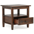 Solid Wood Rectangle End Table With Drawer And Shelf, 18.1in D x 20in W x 19.5in H - Norfolk