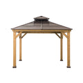 10 x 10 ft Cedar-Framed Gazebo With Steel 2-Tier Hip Roof Hardtop
