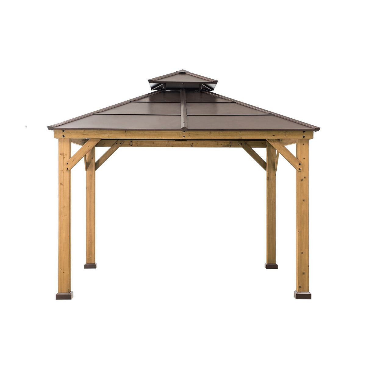 10 x 10 ft Cedar-Framed Gazebo With Steel 2-Tier Hip Roof Hardtop