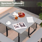8-Person Outdoor HDPE Square Picnic Table And Bench Set, 67in x 67in x 30in, Metal Frame