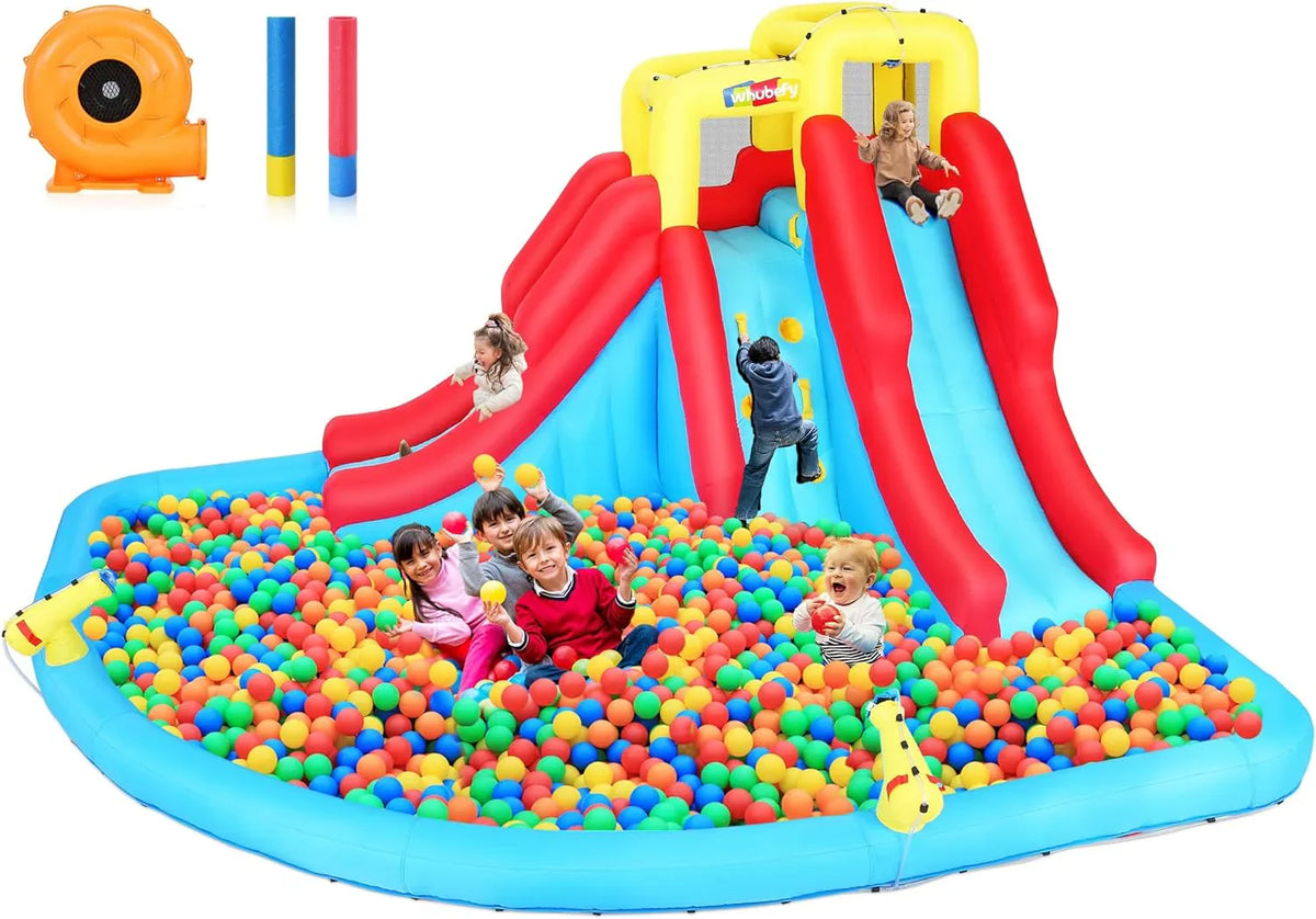 ROOJER Inflatable Water Slide Bounce House 8-in-1 With 450W Blower - Crocodile Water Park