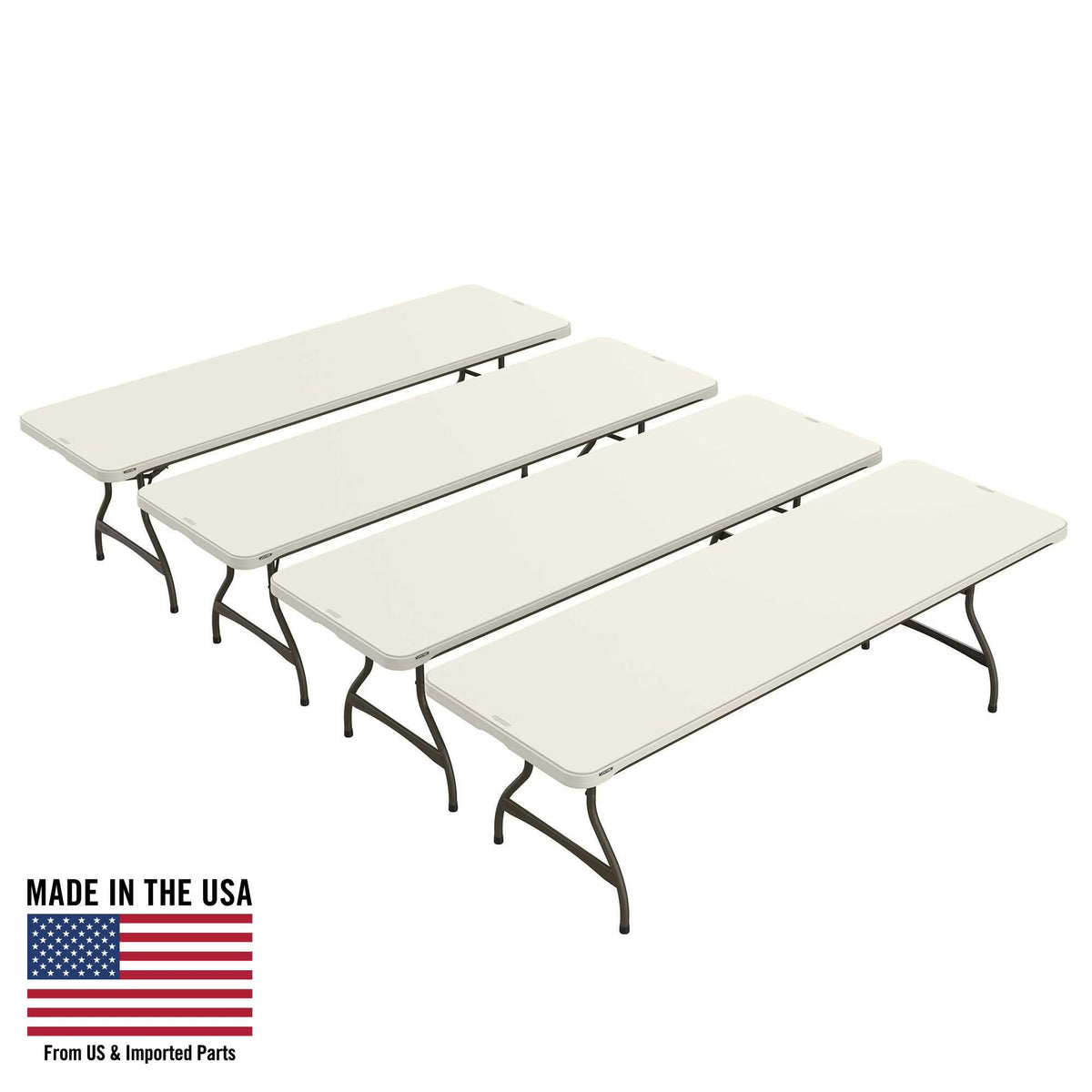 Lifetime 8 Foot Rectangle Nesting Folding Tables, Almond, Set Of 4 - 80707