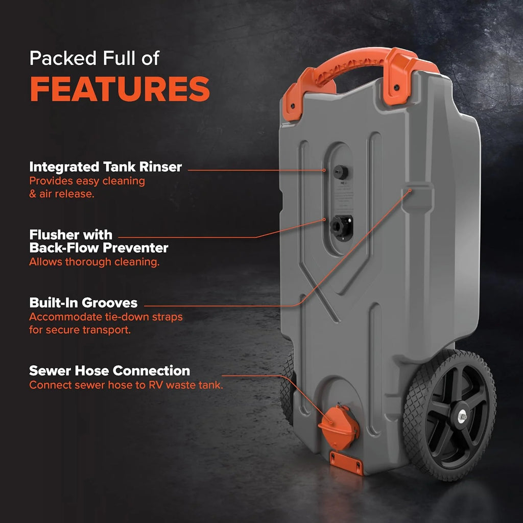 Camco Rhino 36-Gallon Portable RV Tote Tank With 2 Wheels - 39006