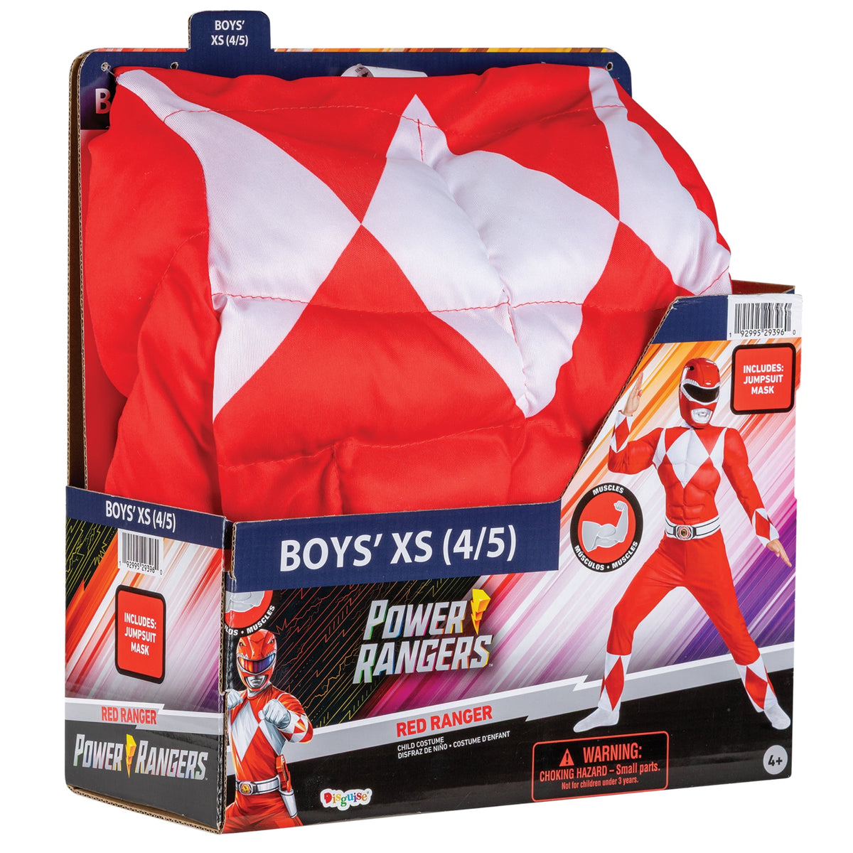 Power Rangers - Mighty Morphin Red Ranger Halloween Costume for Children, Boys Size XS (4/5), by Disguise