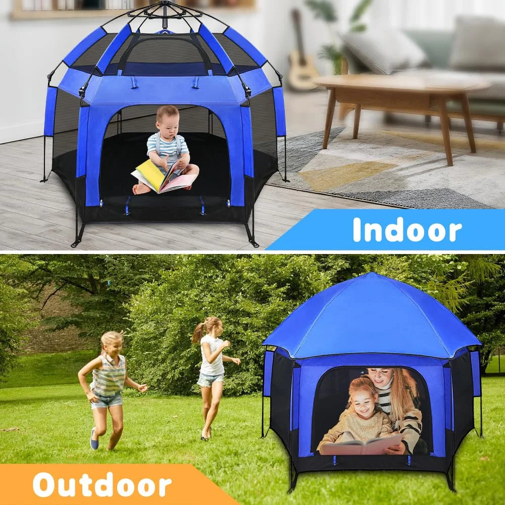 Outdoor Baby Playpen With Canopy, 61 x 61 x 49.2 in