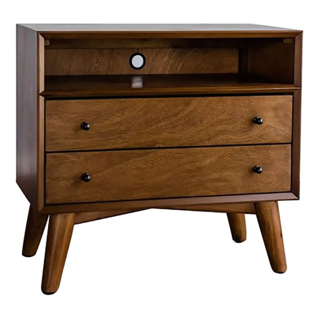 Home Square 4-Piece Set With Small TV Console, Full Wood Bed And Large Nightstand