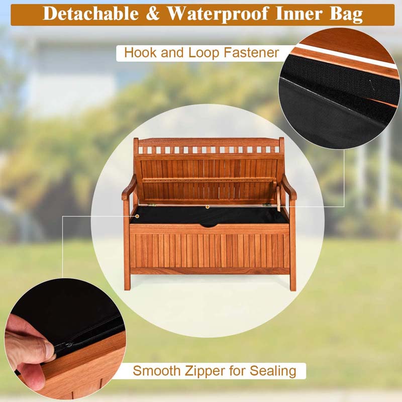 42 in Eucalyptus Patio Storage Bench, 33 Gallon Capacity