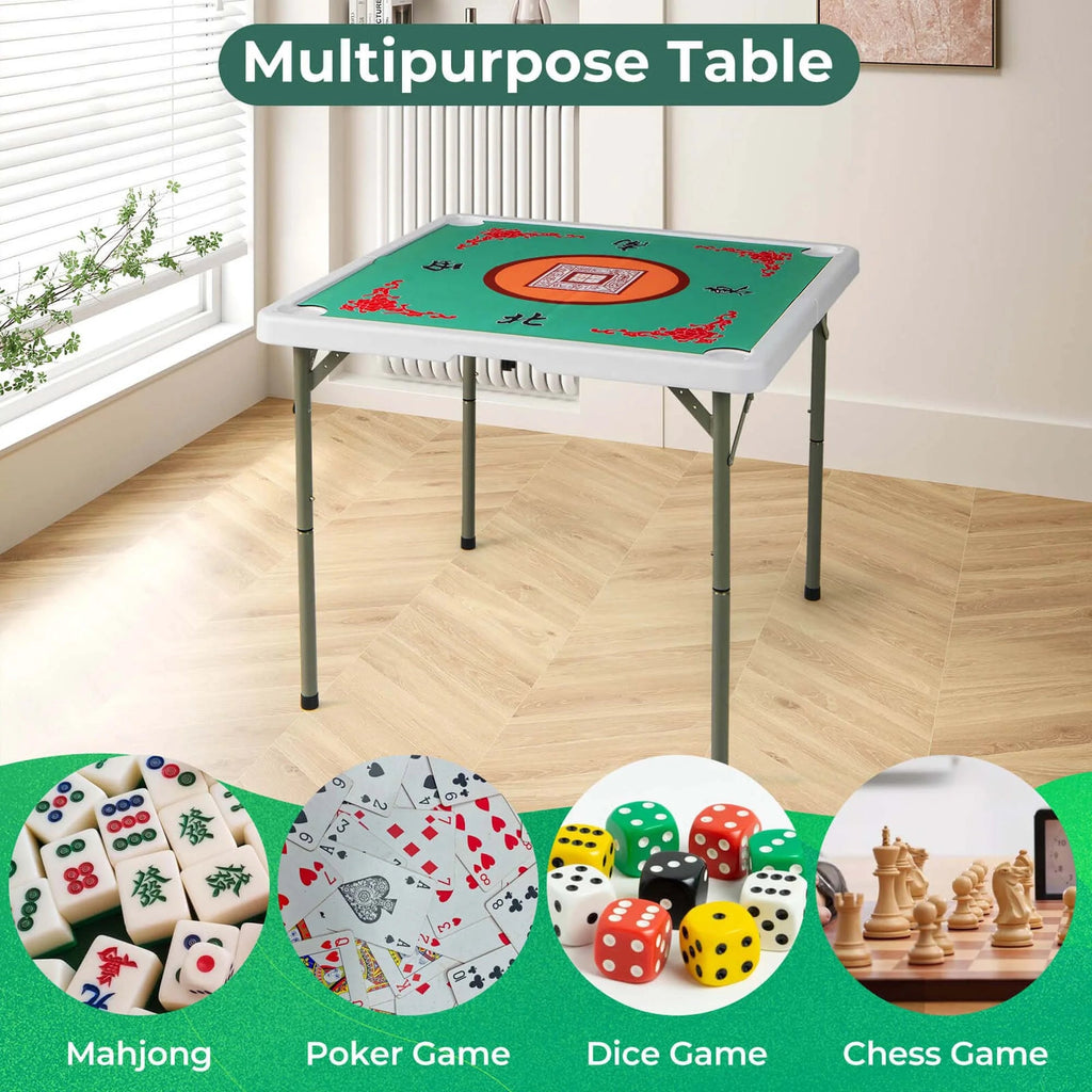 Costway Folding Mahjong Table With Cup Holders, Felt Mat And Carrying Handle - 35in x 35in x 29in