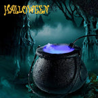 Halloween Decorations Cauldron Mister 12 LED Mist Maker Fogger Cauldron Witch Jar Atomizer Lamp Punch Bowl Candy Fire Flame Bucket Fogger Misting Cauldron Party Favors
