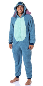 Disney Lilo And Stitch Adult Unisex Stitch Costume Sherpa Fleece One Piece Pajama Union Suit