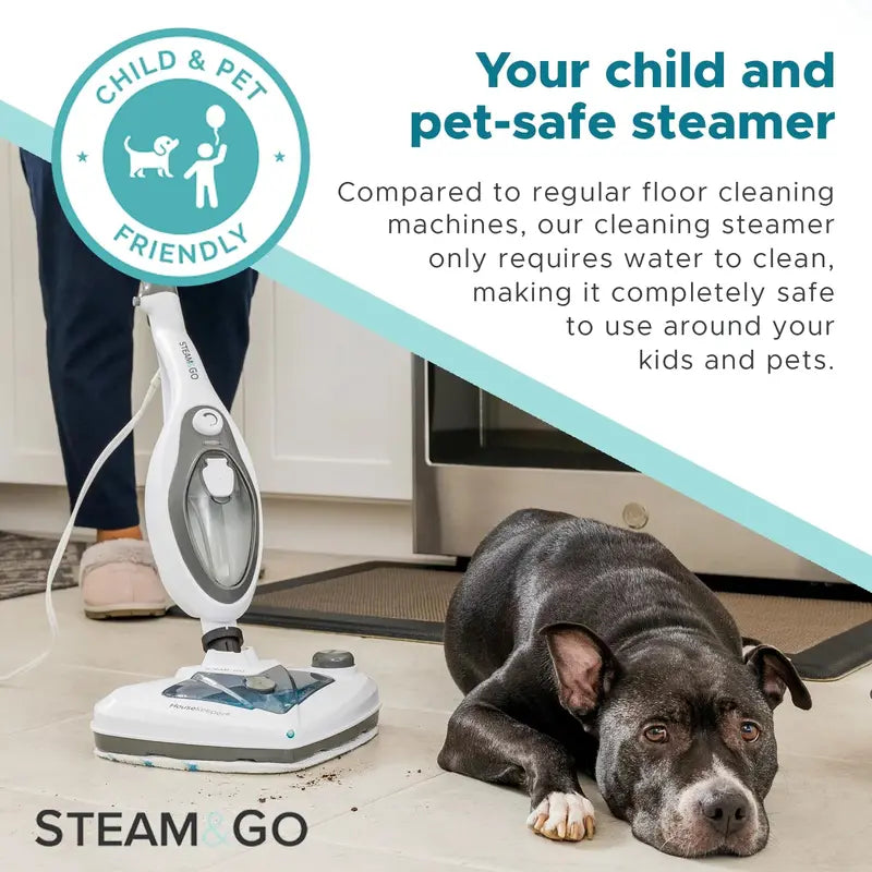 Steam And Go 10-In-1 Steam Mop With Dual Tank, 360 Degree Attachments And 20-ft Cord