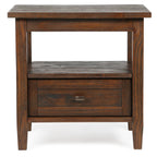 Solid Wood Rectangle End Table With Drawer And Shelf, 18.1in D x 20in W x 19.5in H - Norfolk