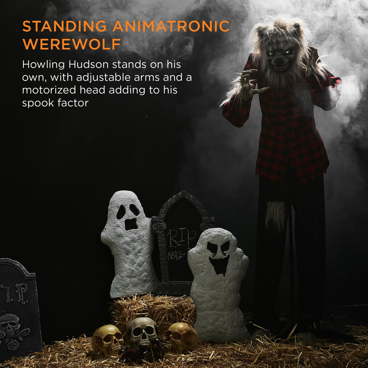 Best Choice Products 5ft Standing Werewolf, Howling Hudson Halloween Animatronic w/ Pre-Recorded Phrases, LED Eyes