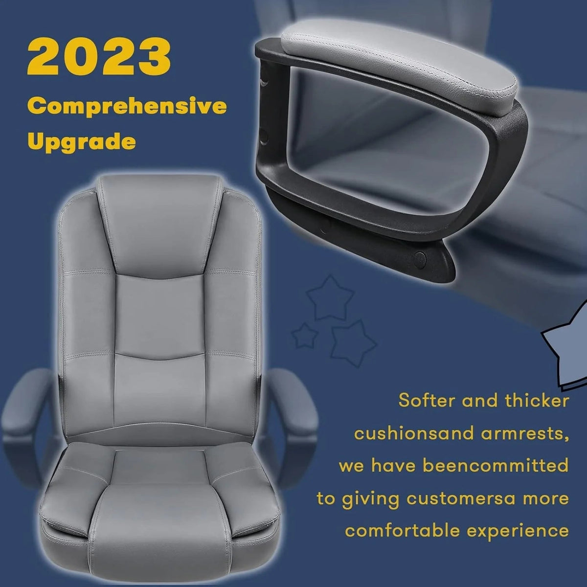 High-Back Ergonomic Leather Executive Office Chair, 400 lb Capacity