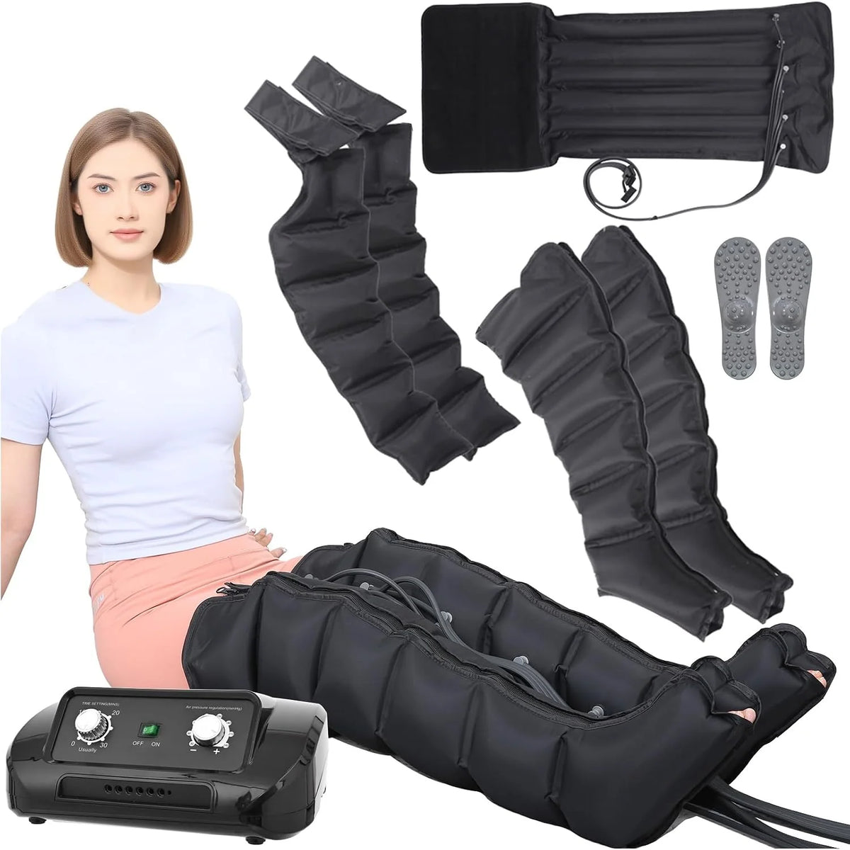 Generique 6-Chamber Pressotherapy Compression Device for Legs, Stomach and Arms - Model 1