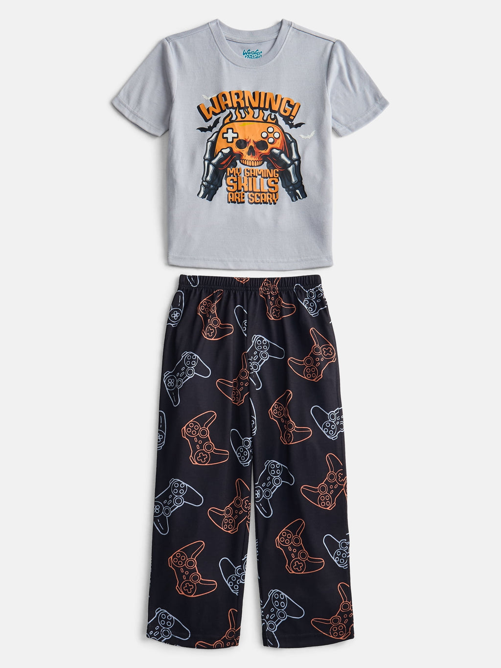 Wonder Nation Boys Short Sleeve Graphic Tee and Wide Leg Pants Sleep Set, 2-Piece, Sizes 4-18