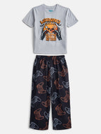 Wonder Nation Boys Short Sleeve Graphic Tee and Wide Leg Pants Sleep Set, 2-Piece, Sizes 4-18
