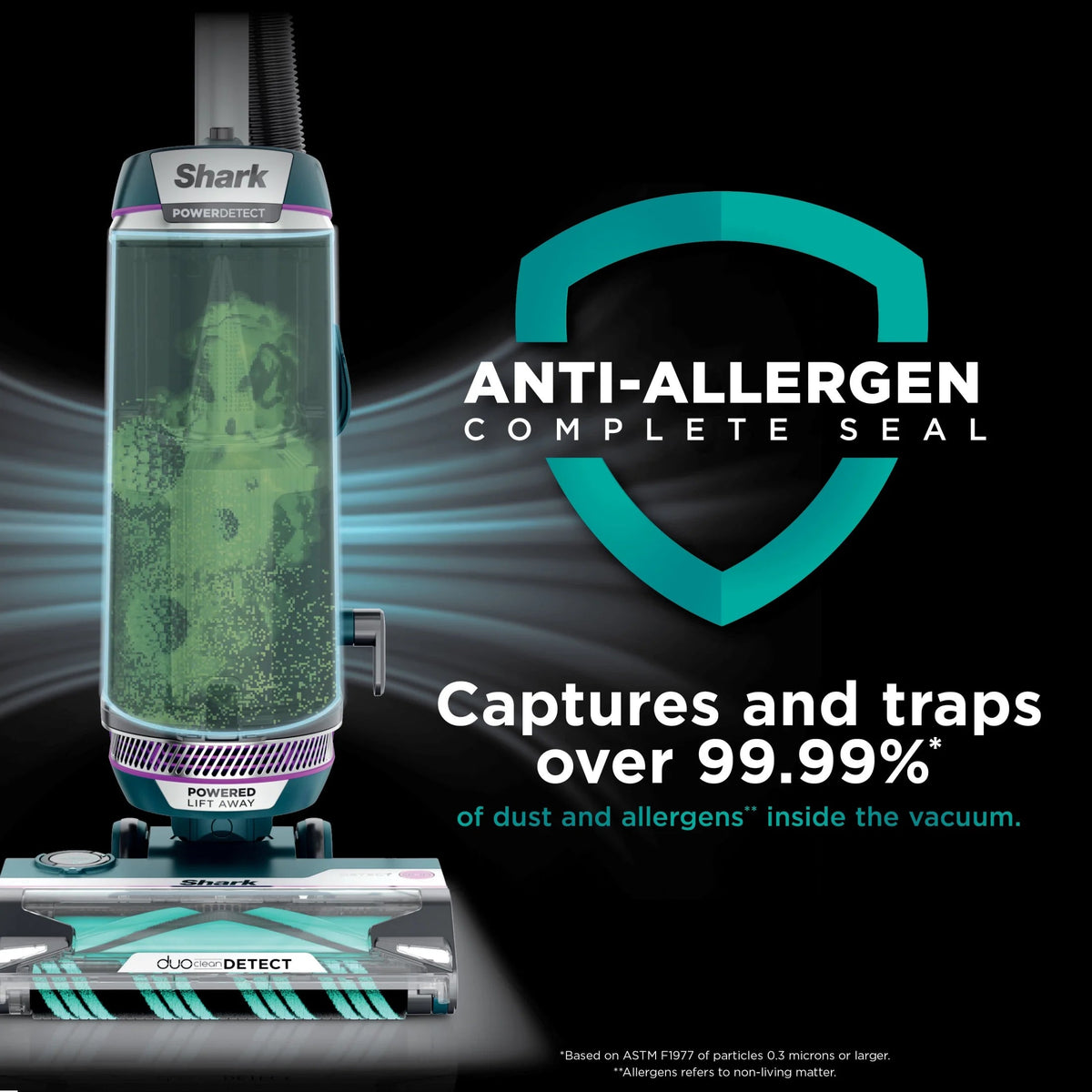 Shark POWERDETECT Upright Vacuum With DuoClean Detect, Black/Teal - AZ4000