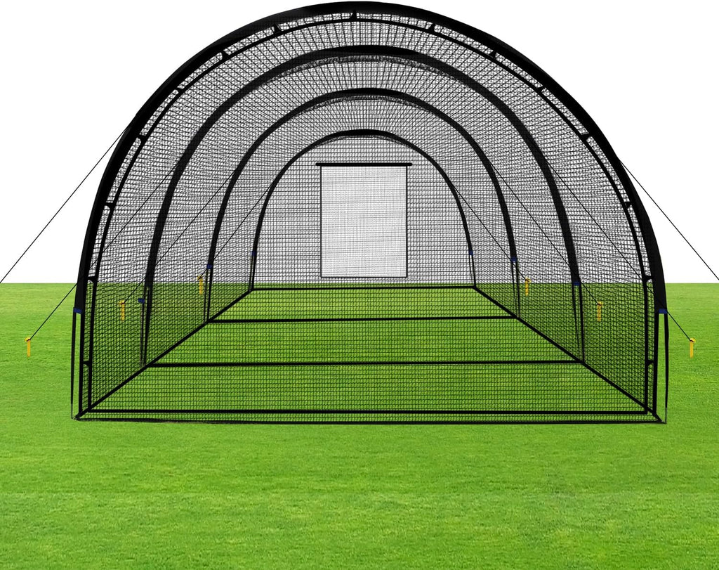 ZivPlay Baseball Batting Cage With Pitching Machine Hole And Detachable Door, 22 x 12 x 8 Feet - Baseball Batting Cage