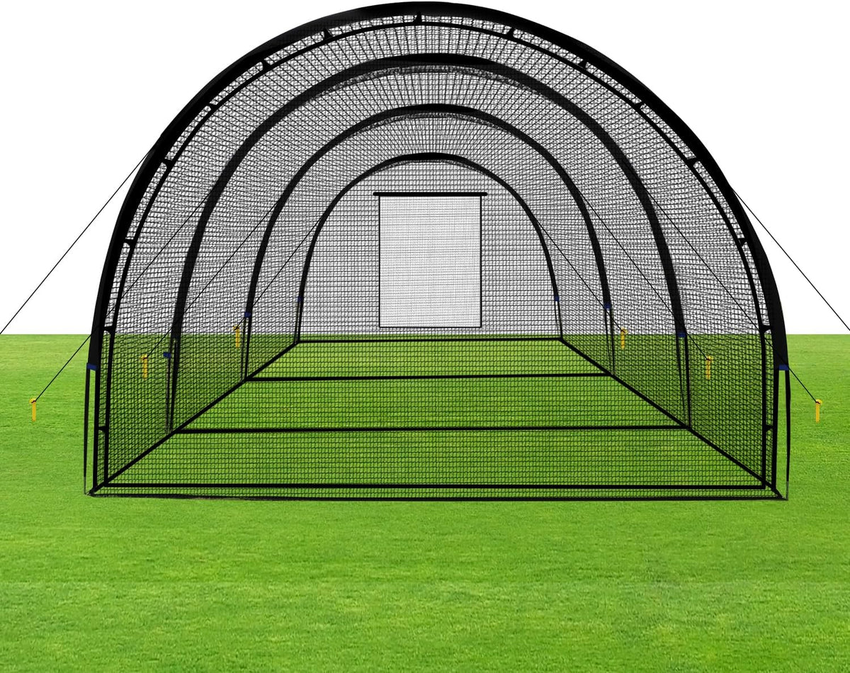 ZivPlay Baseball Batting Cage With Pitching Machine Hole And Detachable Door, 22 x 12 x 8 Feet - Baseball Batting Cage