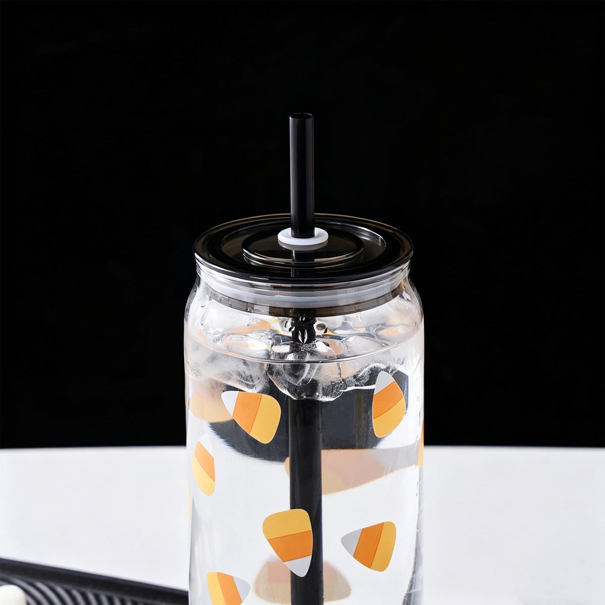 Way to Celebrate Halloween Candy Corn Glass Can Sipper Tumblers, 20 oz, 2-Pack