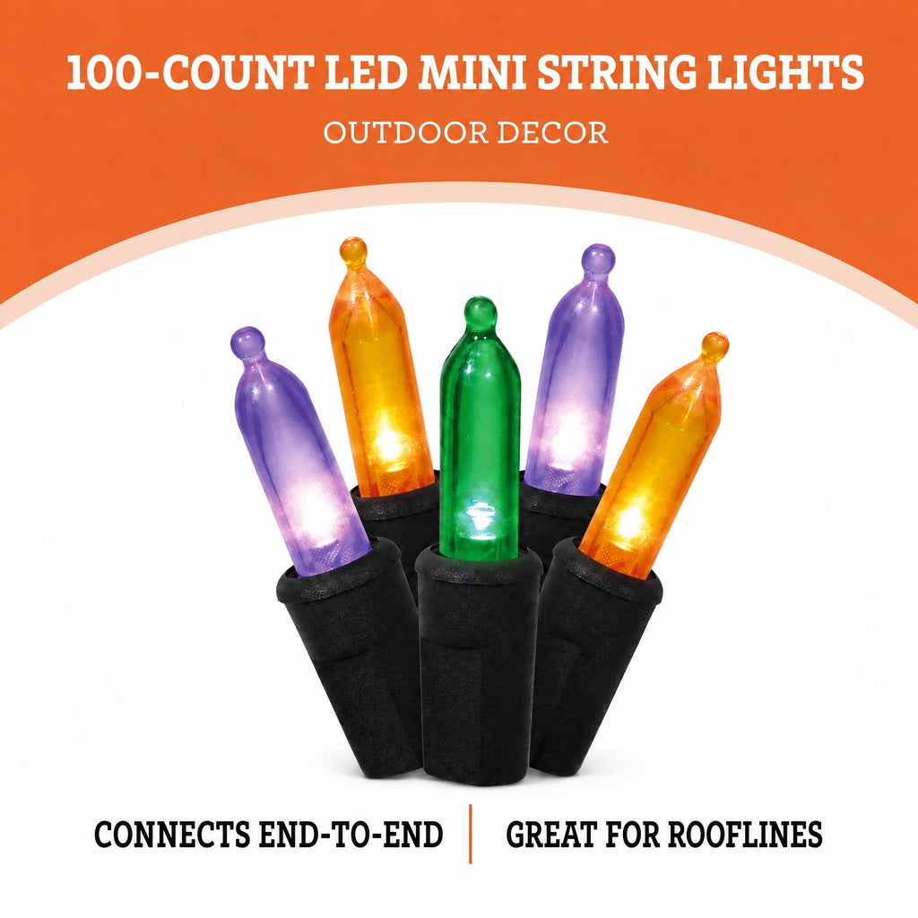 Indoor/Outdoor 100-Count LED Mini String Lights, 19.5', Halloween by Way To Celebrate