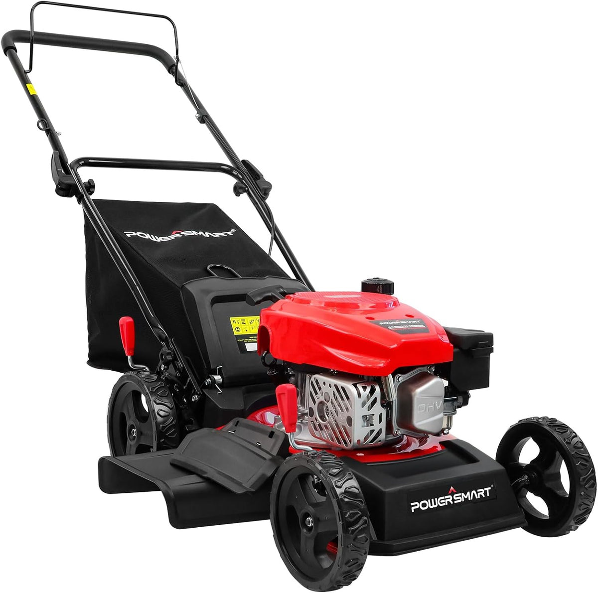 PowerSmart 18 in 144cc OHV 3-In-1 Gas-Powered Walk-Behind Lawn Mower With Mulch Bag