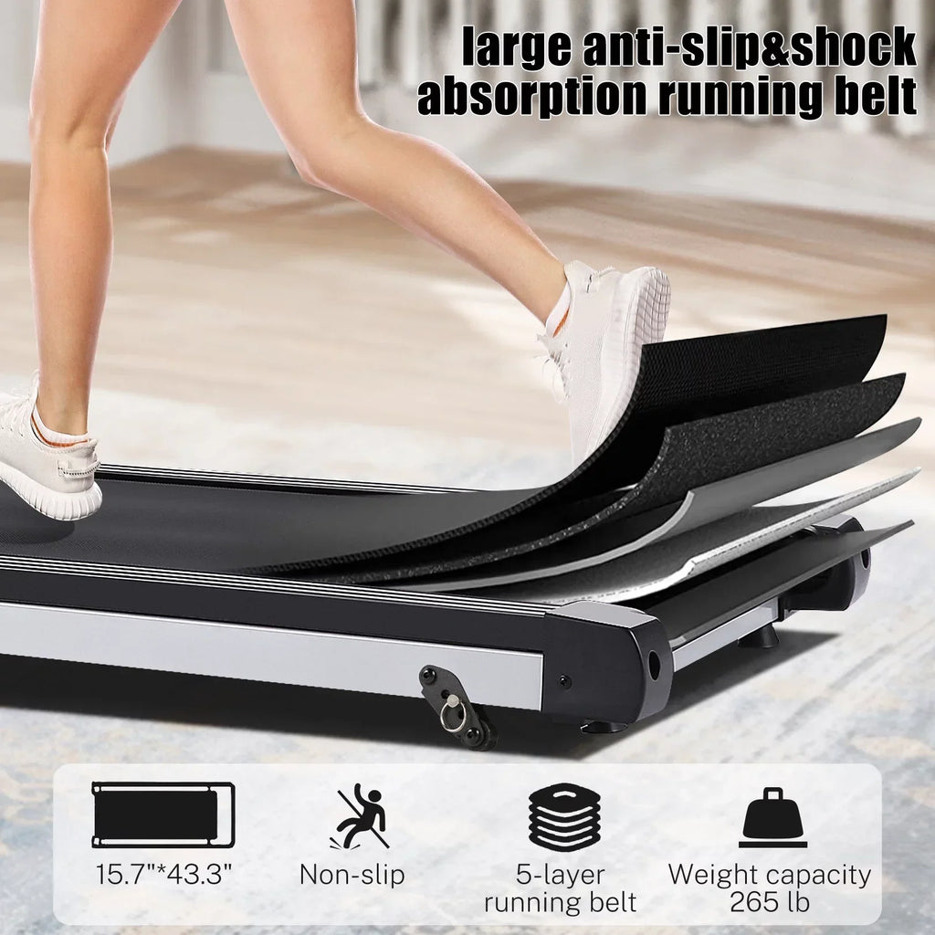 Folding Treadmill With 10 in HD Touchscreen, 3.25HP, 0.5-9MPH, WiFi - Silver