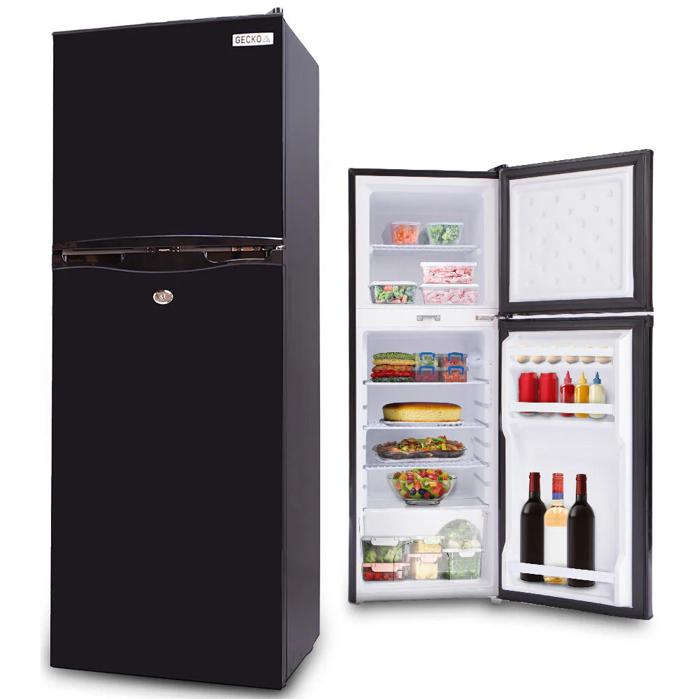 GECKO Upright Portable Fridge Freezer, 142L, 12V/24V/240V, Black - CMPFRUGK14KA