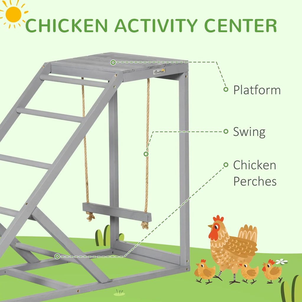 PawHut Chicken Activity Play Center With Swing, Perches And Platform, Pastel Gray - D51-350V00GY