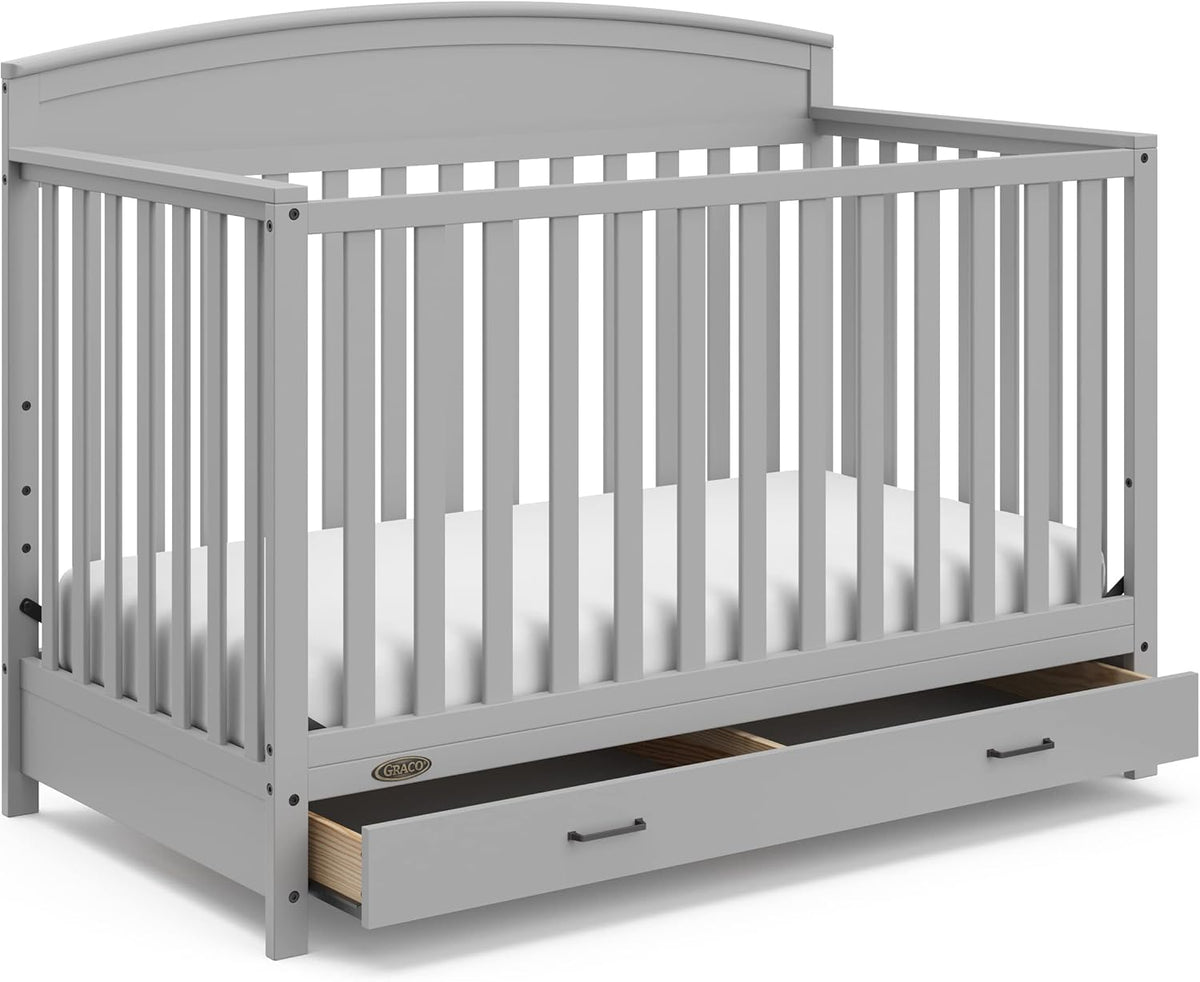 Graco 5-in-1 Convertible Crib With Storage Drawer, White