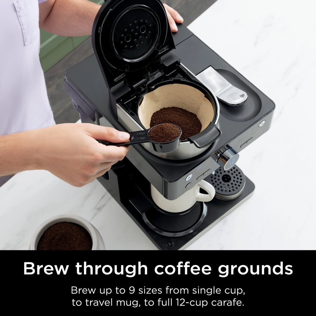 Ninja Espresso & Coffee Barista System, Single-Serve And 12-Cup Carafe, Nespresso Capsule Compatible - CFN601