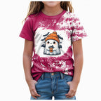 CAUYDY Halloween Ghouls Ghost Retro Girl Kids T-Shirt Graphic Tshirt Little Kids Fall Short Sleeve Tee Tops(Orange, 8-9 Y)