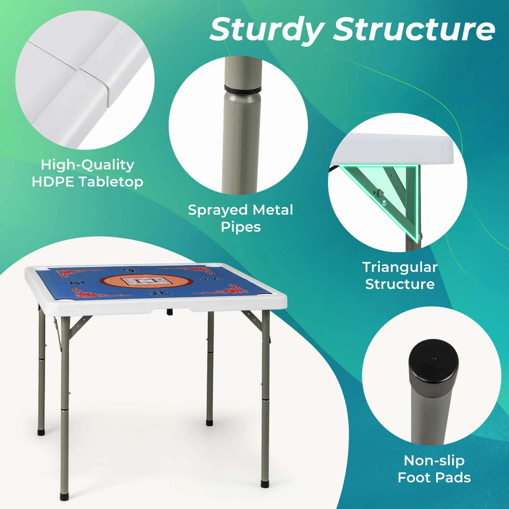 Costway Folding Mahjong Table With Cup Holders, Felt Mat And Carrying Handle - 35in x 35in x 29in