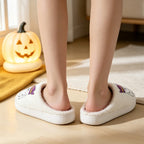 BERANMEY Halloween Slippers for Women Perfect Soft Plush Comfy Warm Slip-On Cute Womens Slippers Indoor Fluffy House Slippers for Women and Men Non-slip Fuzzy Flat Slides