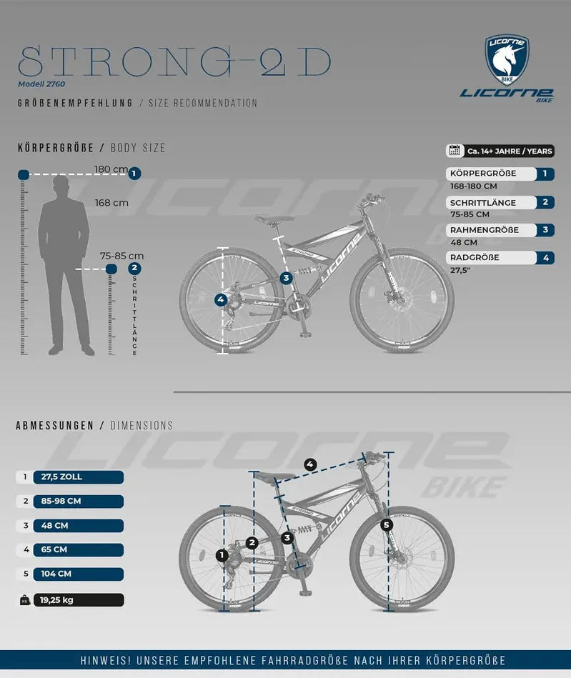 Licorne Bike Strong 2D Premium Hardtail Mountain Bike - Aluminum Frame, 21-Speed Drivetrain
