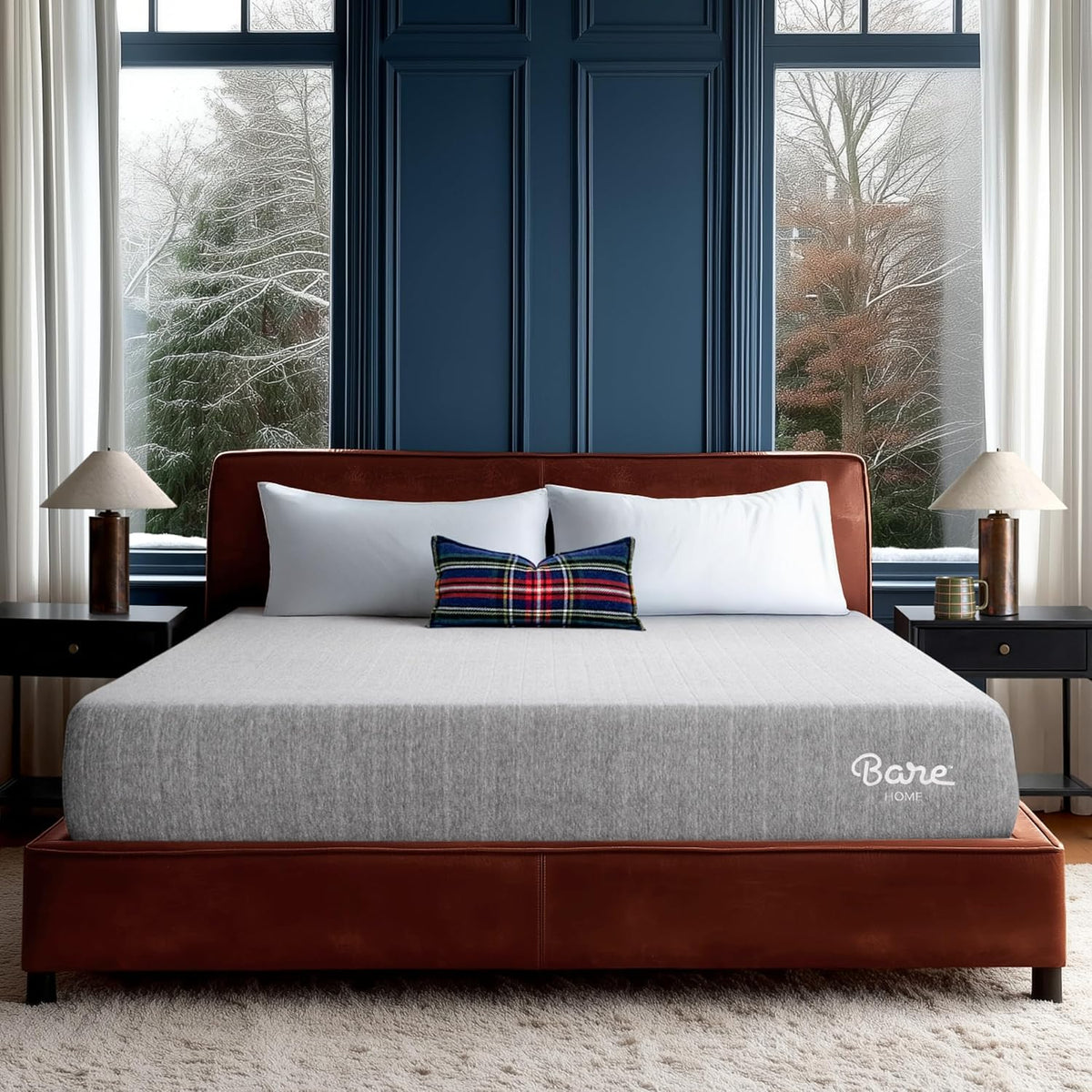 Bare Home Queen Medium Firm 11 in Visco-Elastic Memory Foam Mattress - Grey
