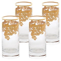 24K Gold Embellished Crystal Highball Tumblers, Set Of 4, 11 oz - Made In Italy