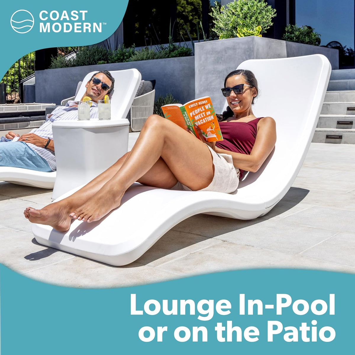 GoSports Waterproof Weighted In-Pool Lounge Chair - Coast Modern