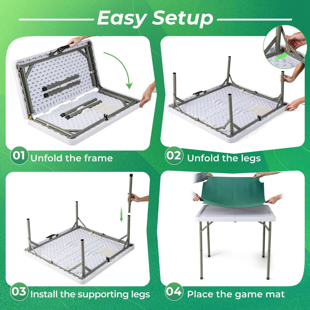 Costway Folding Mahjong Table With Cup Holders, Felt Mat And Carrying Handle - 35in x 35in x 29in