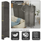 Freestanding Folding Woven Fiber Room Divider Privacy Screen - 6 Ft Tall