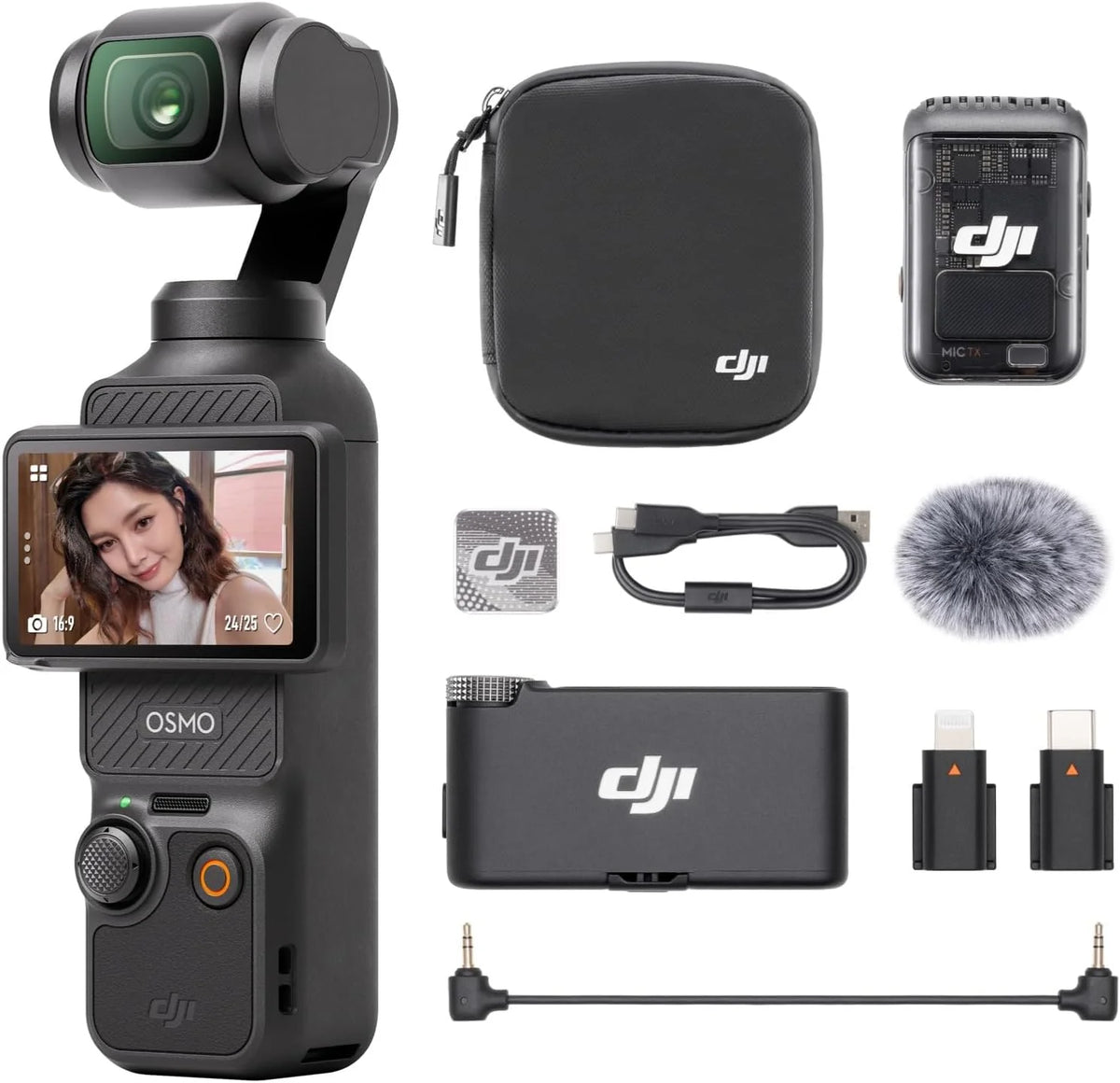 DJI Osmo Pocket 3 Vlogging Camera With Mic 2 1 TX + 1 RX, 1 Inch CMOS, 4K/240 fps, 3 Axis Stabilization - 6937224165571