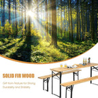 3-Piece Folding Picnic Table Bench Set, 70in Wooden Top - Black