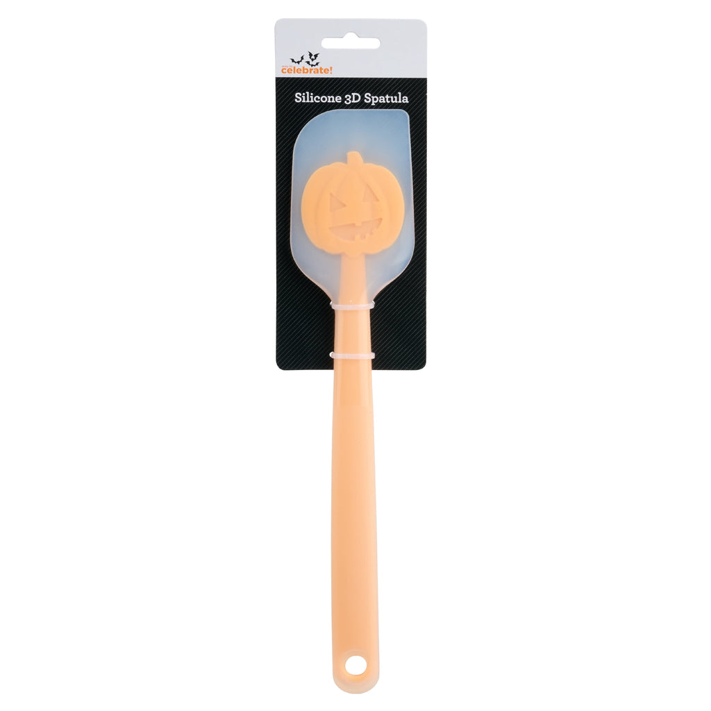 Way To Celebrate 12” Silicone 3D Spatula, Jack-o’-lantern, Orange