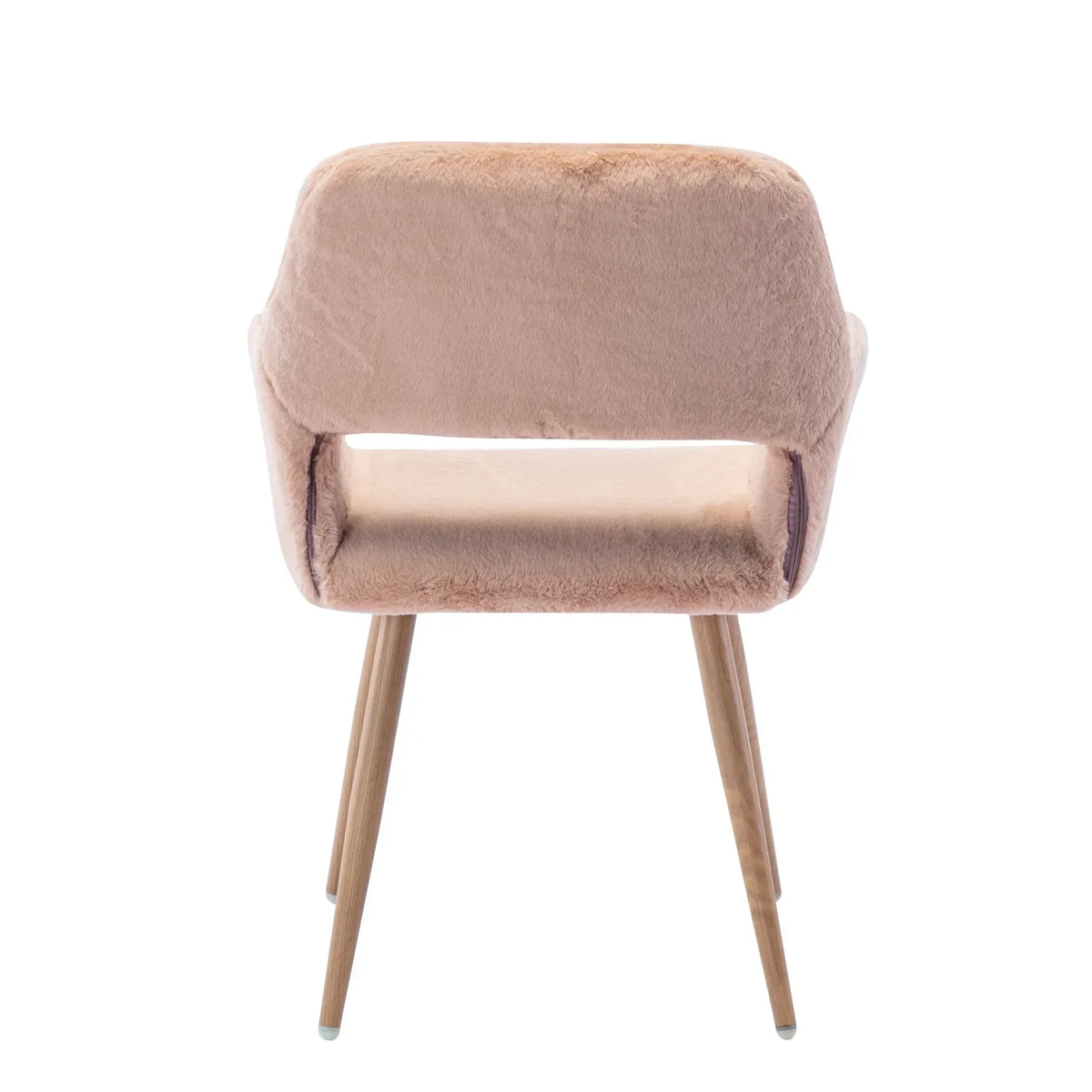 HengMing Faux Fur Mid Century Dining Side Chairs With Painted Steel Legs