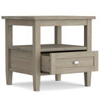 Solid Wood Rectangle End Table With Drawer And Shelf, 18.1in D x 20in W x 19.5in H - Norfolk